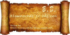 Blemenschütz Dénes névjegykártya
